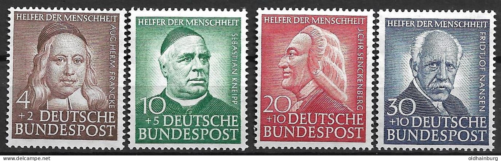 Bund 1953: Mi. 173- 176 ** Wohlfahrt "Helfer Der Menschheit" (100.-) - Ungebraucht