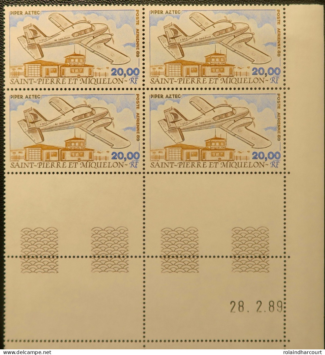 LP3969/457 - SPM - 1989 - POSTE AERIENNE - PIPER AZTEC - N°68 BLOC NEUF** + CD - Cote (2024) Supérieure à 36,80 € - Unused Stamps