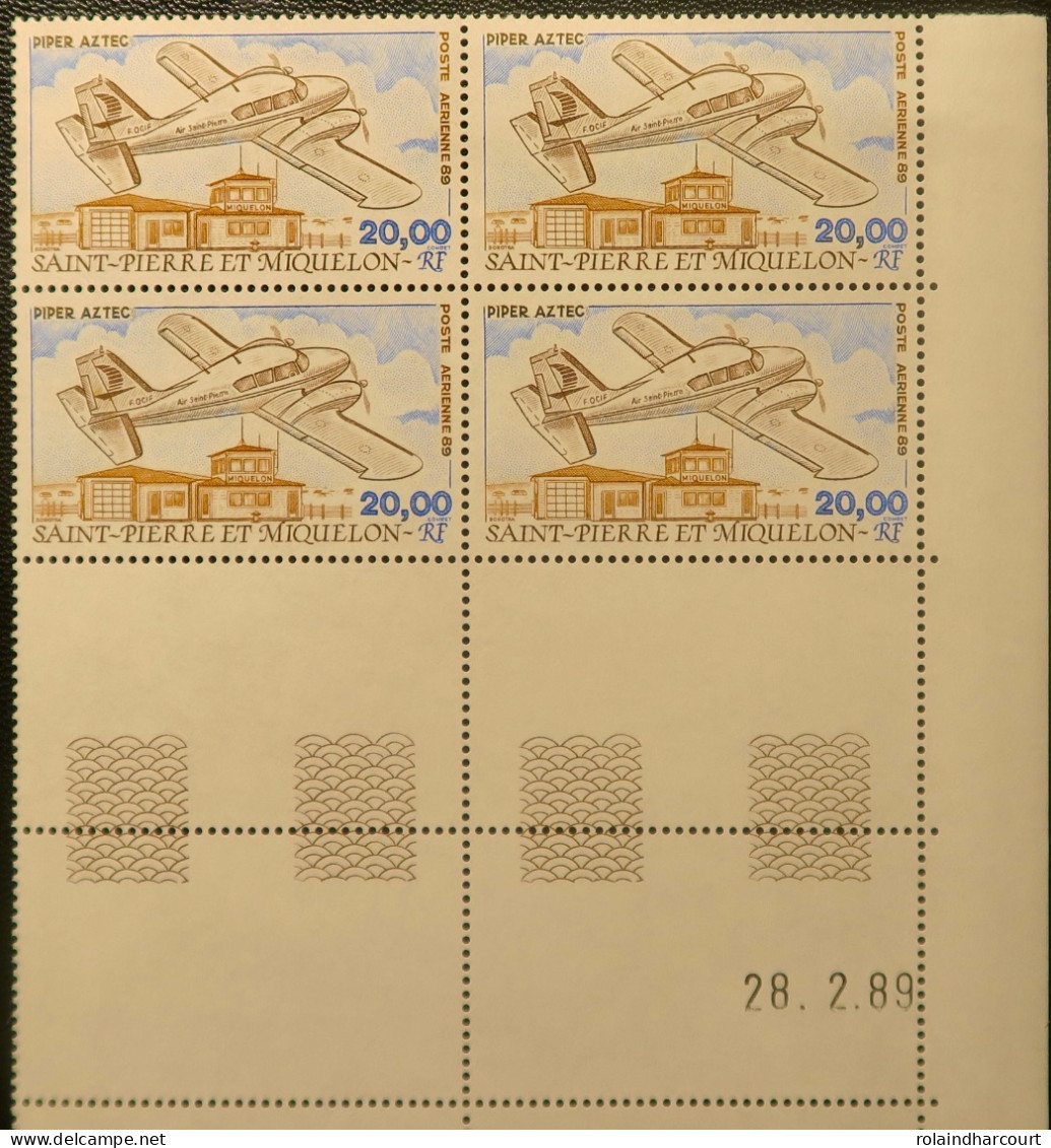 LP3969/457 - SPM - 1989 - POSTE AERIENNE - PIPER AZTEC - N°68 BLOC NEUF** + CD - Cote (2024) Supérieure à 36,80 € - Ungebraucht