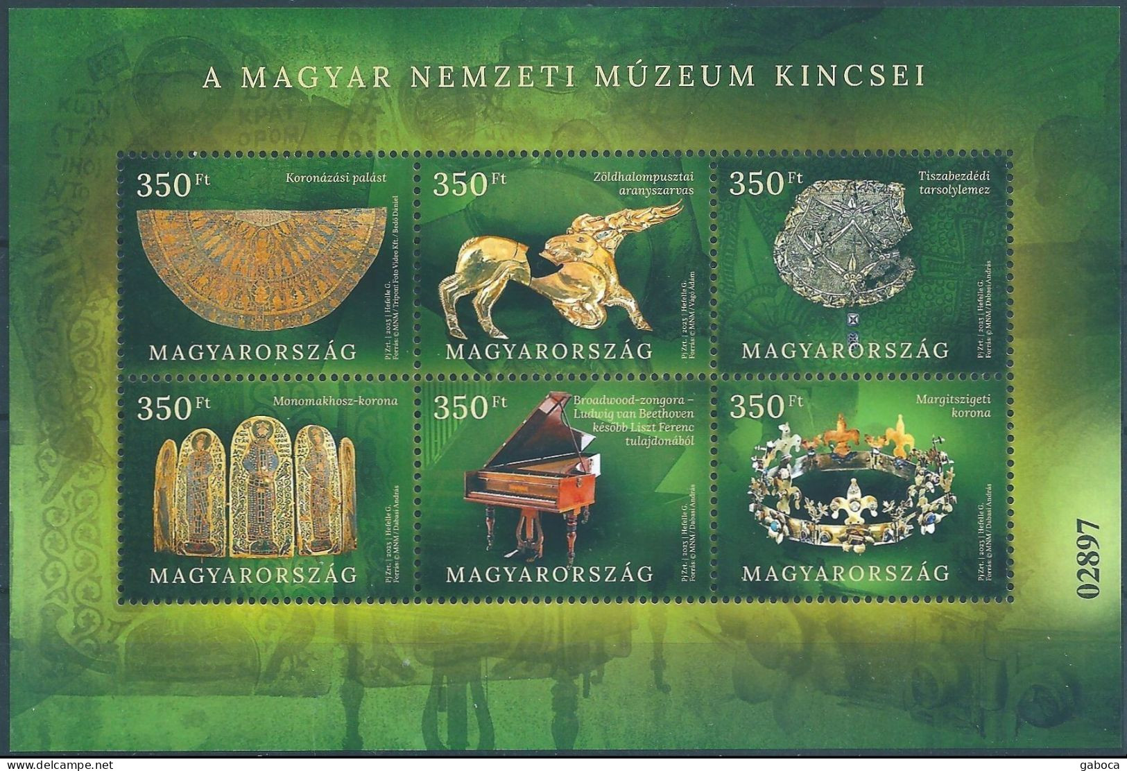 C5893 Hungary Art Museum Icon Gold Music Textile Perf+Imperf S/S MNH - Musées