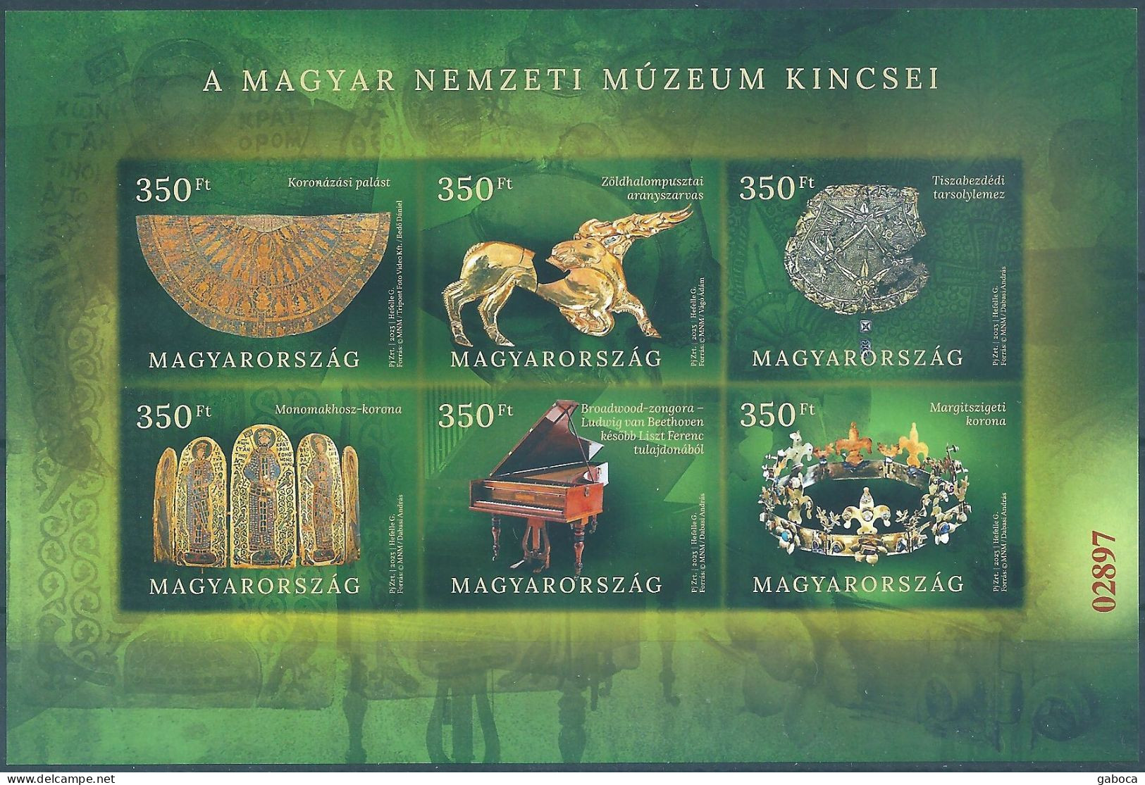 C5893 Hungary Art Museum Icon Gold Music Textile Perf+Imperf S/S MNH - Museos