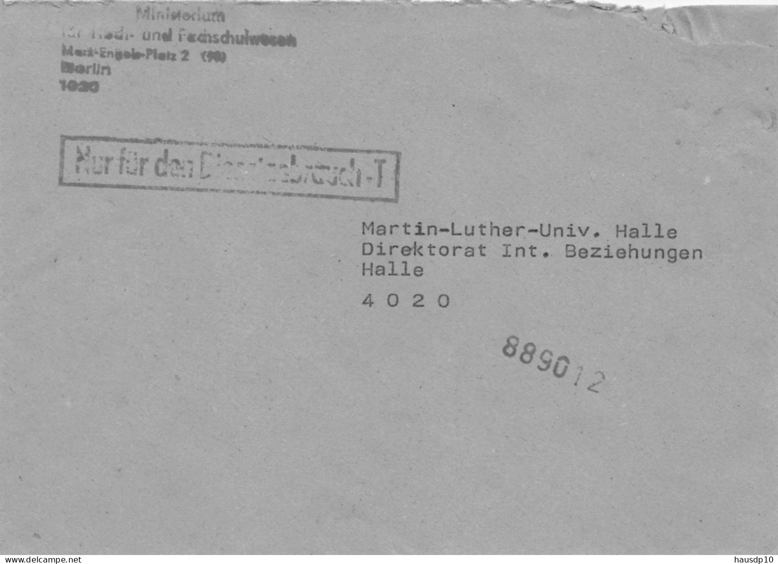 DDR Dienst Brief - Nur Für Den Dienstgebrauch -Ministerium Für Hoch Und Fachschulwesen Berlin - Zentraler Kurierdienst