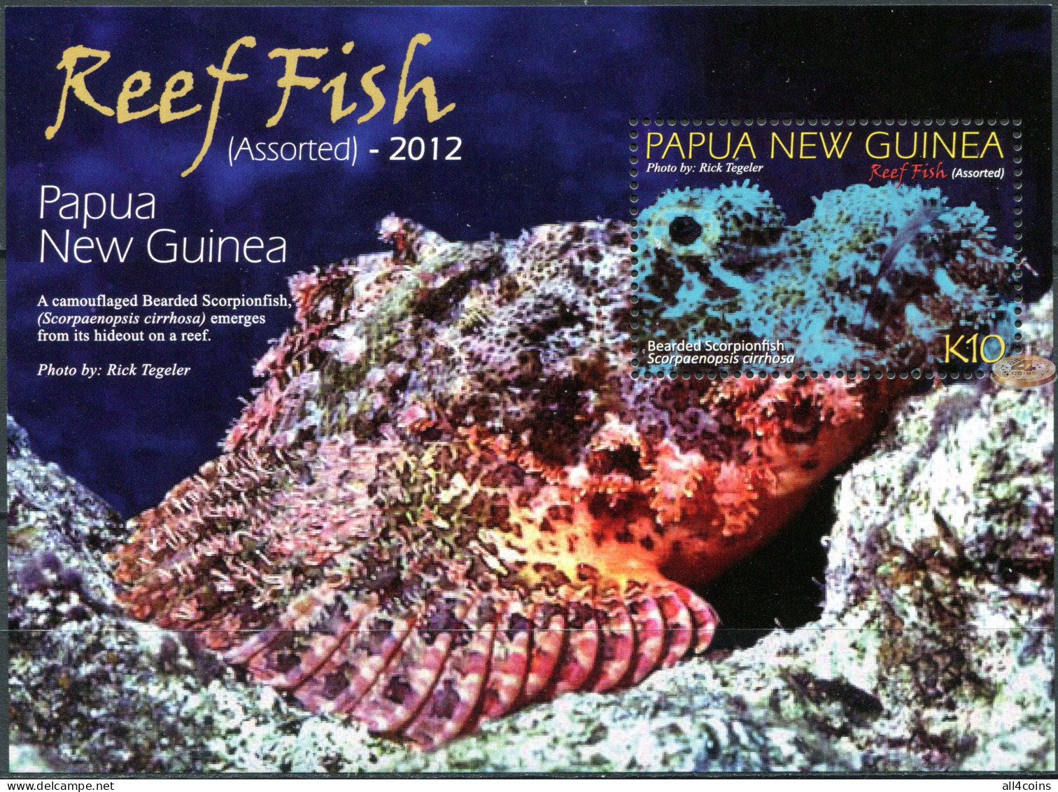 Papua New Guinea 2012. Reef Fish (MNH OG) Souvenir Sheet - Papua New Guinea