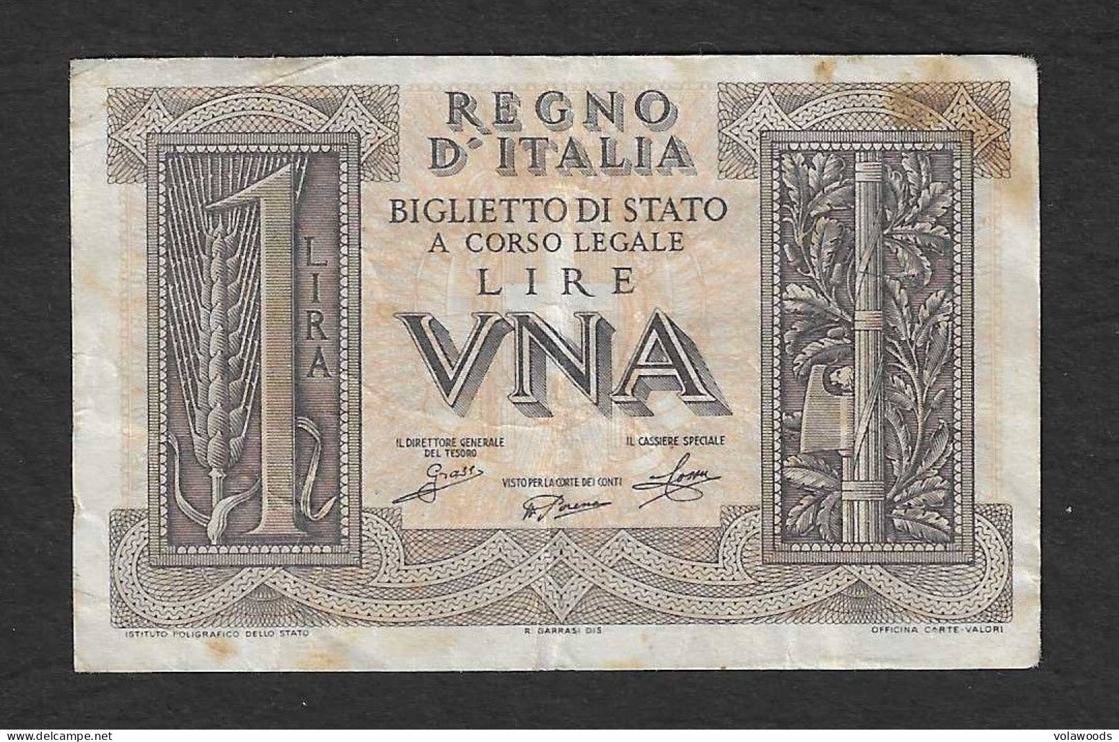 Italia - Banconota Circolata Da 1 Lira "Impero" P-26 - 1939 #17 - Regno D'Italia – 1 Lira