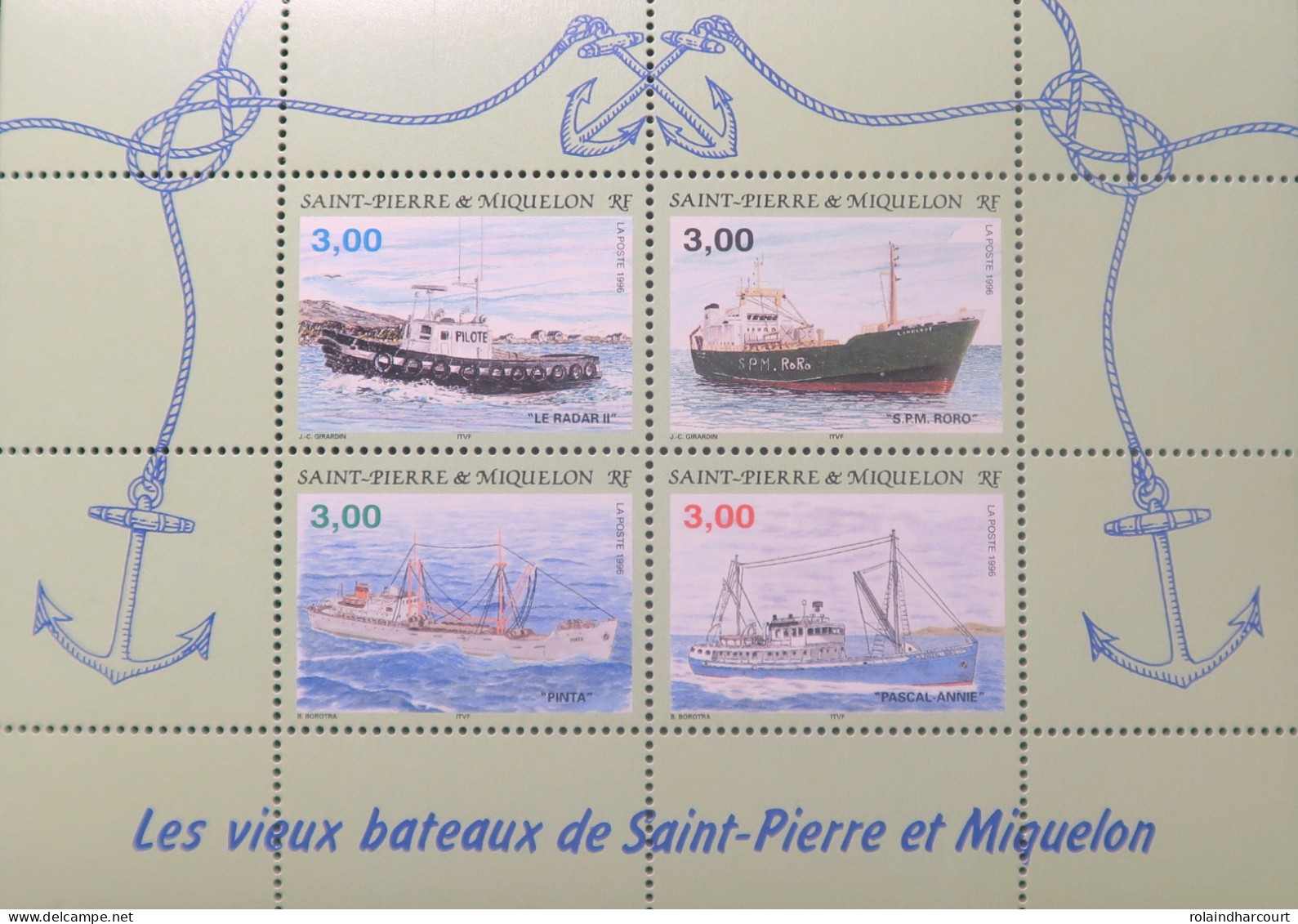 LP3969/459 - SPM - 1996 - VIEUX BATEAUX De SAINT-PIERRE Et MIQUELON - N°5 BLOC NEUF** - Cote (2024) : 10,40 € - Blocks & Sheetlets