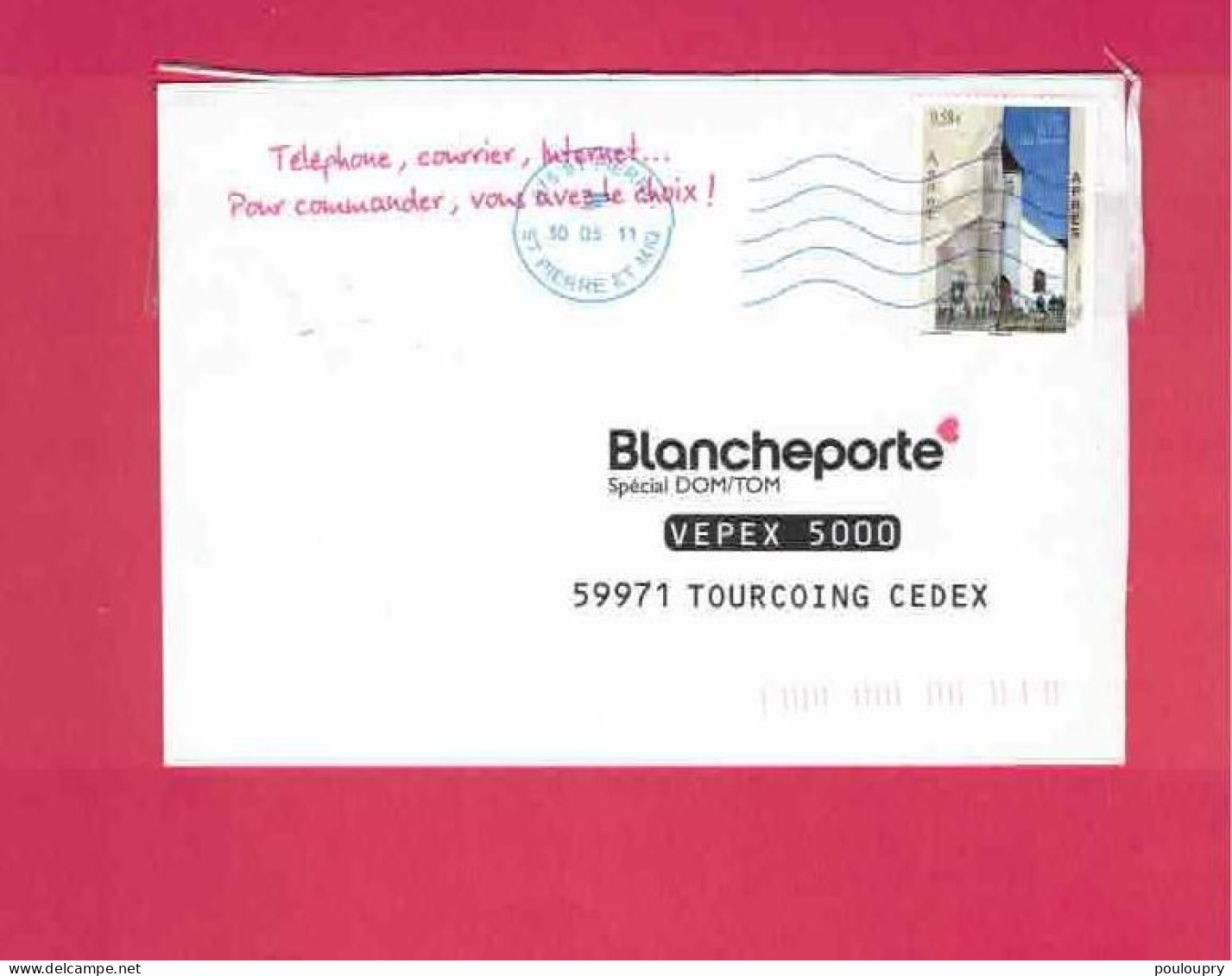 Lettre De 2011 Pour La France - YT N° 1000 - Eglise De L' île Aux Marins - Storia Postale