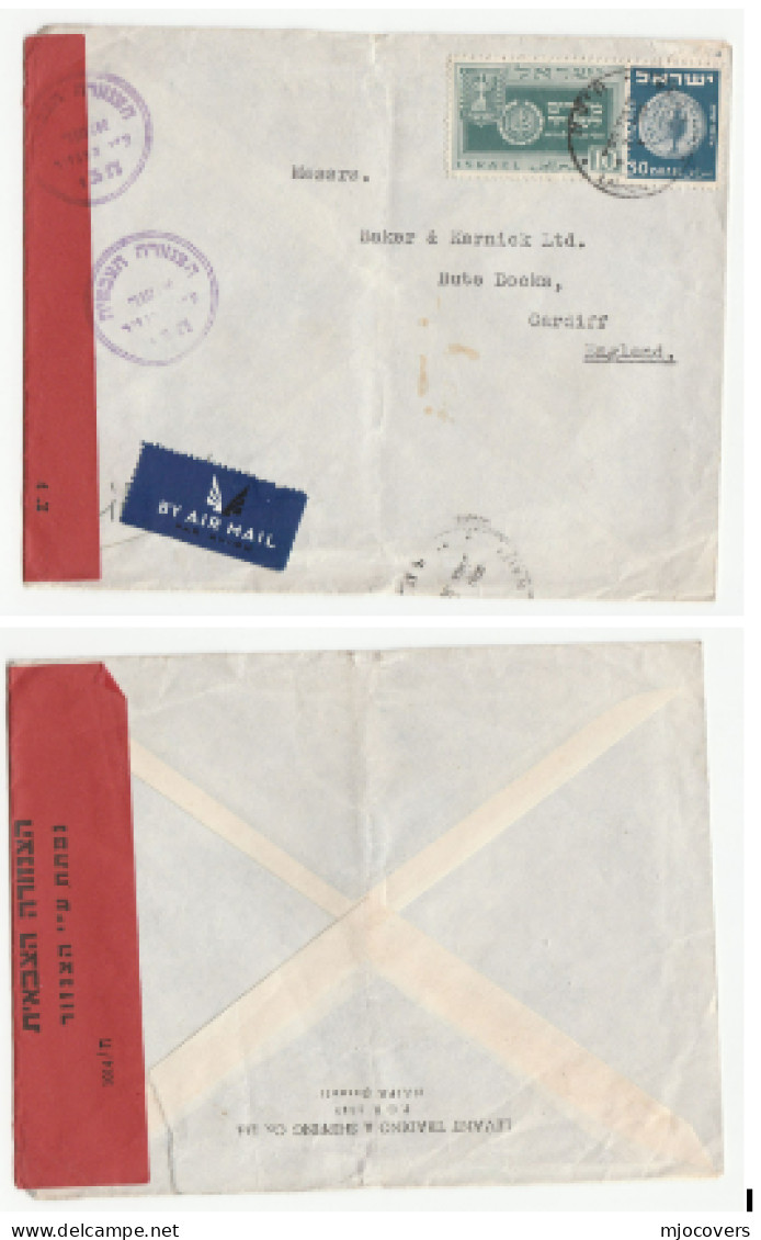 1950 Israel MILITARY CENSOR Cover Air Mail  To GB Stamps Censored - Lettres & Documents