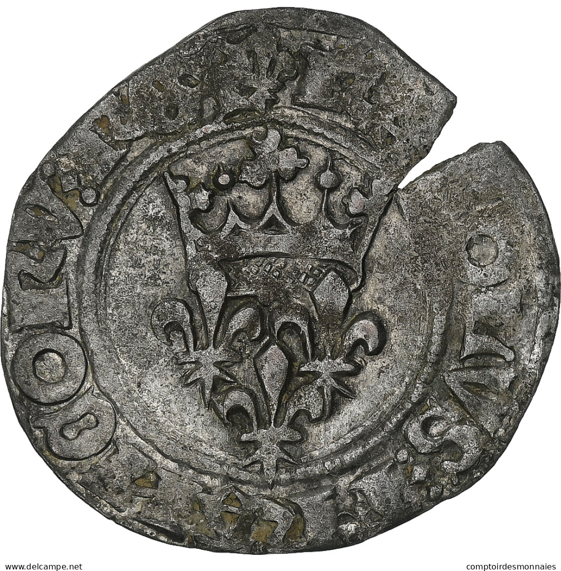 France, Charles VI, Florette, 1419, Paris, Billon, TTB+, Duplessy:387B - 1380-1422 Karl VI. Der Vielgeliebte
