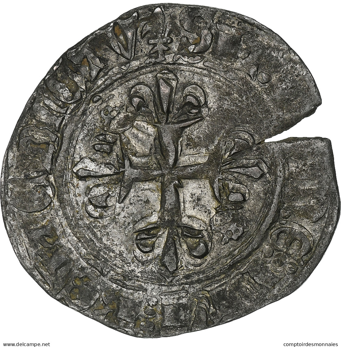 France, Charles VI, Florette, 1419, Paris, Billon, TTB+, Duplessy:387B - 1380-1422 Carlo VI Il Beneamato