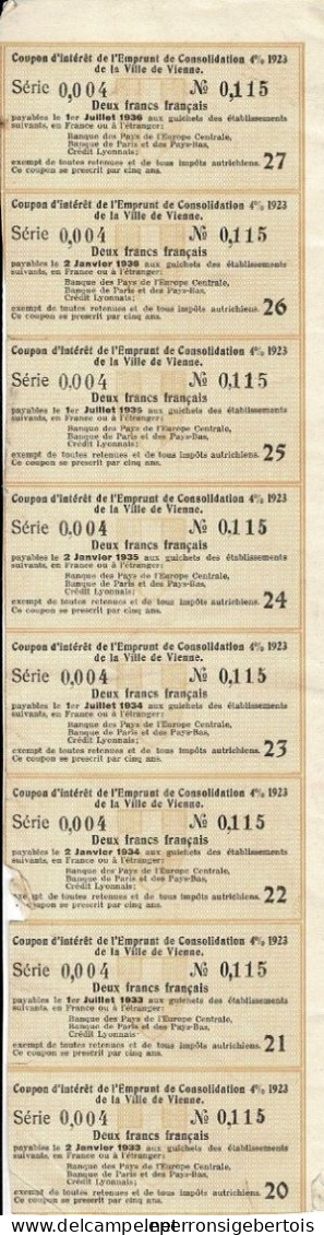 Obligation De 1923 - Ville De Vienne - Emprunt De Consolidation 1923 - 4% - - S - V