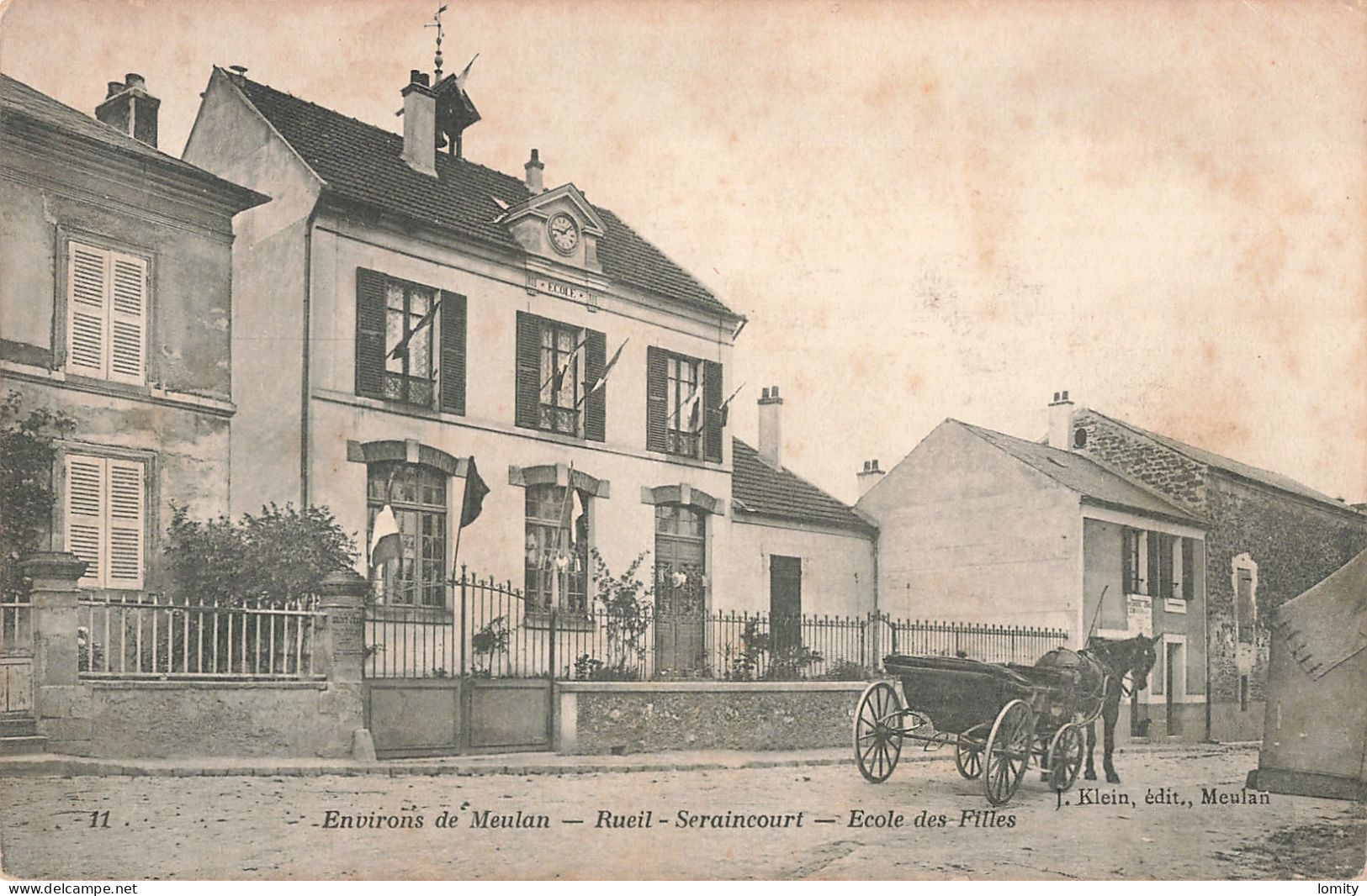 95 Rueil-Seraincourt école Des Filles CPA Attelage - Seraincourt