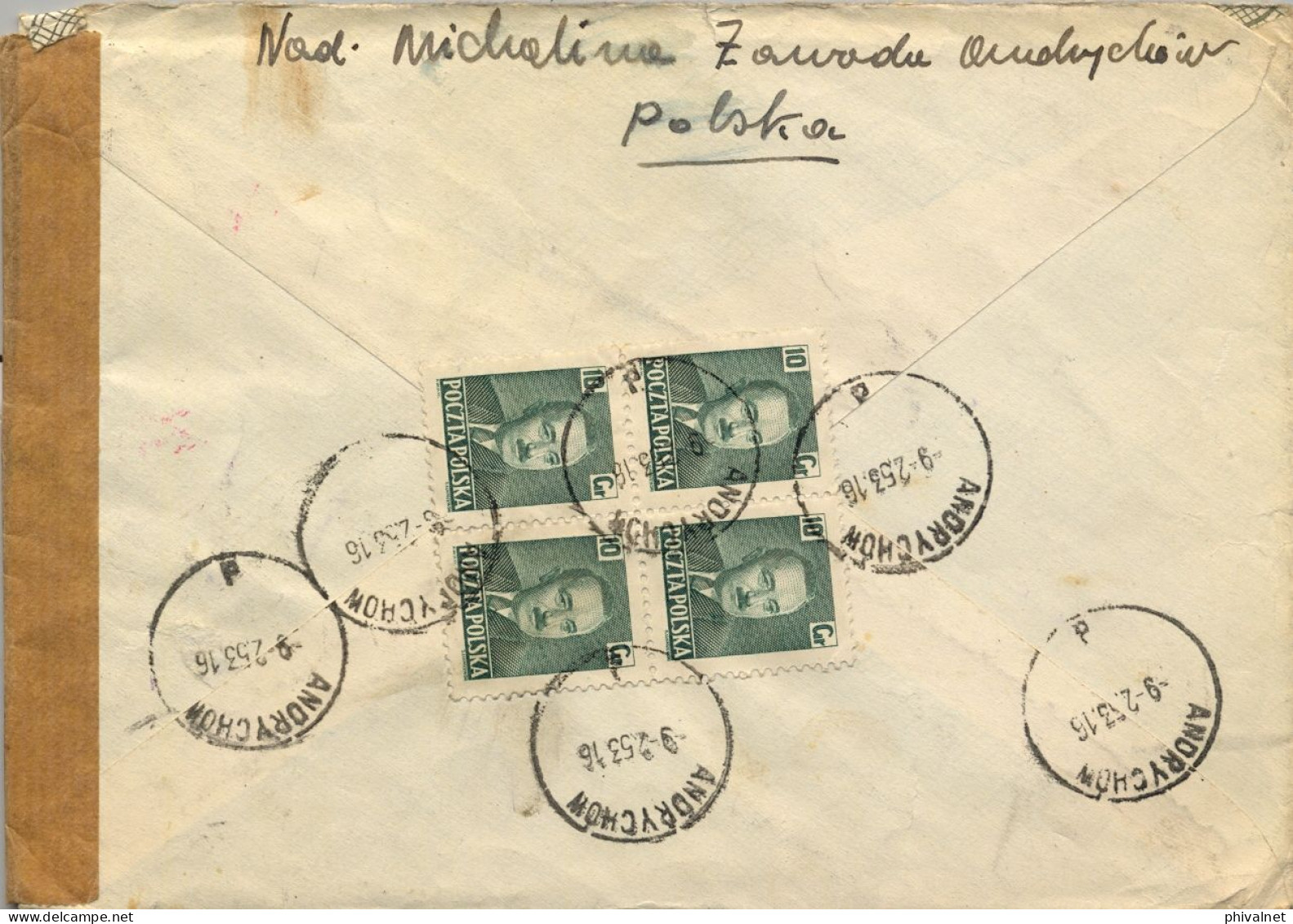 1953 ANDRYCHÓW / WIEN , SOBRE CIRCULADO , MARCA DE CENSURA  ESTAMPADA EN AUSTRIA - Cartas & Documentos