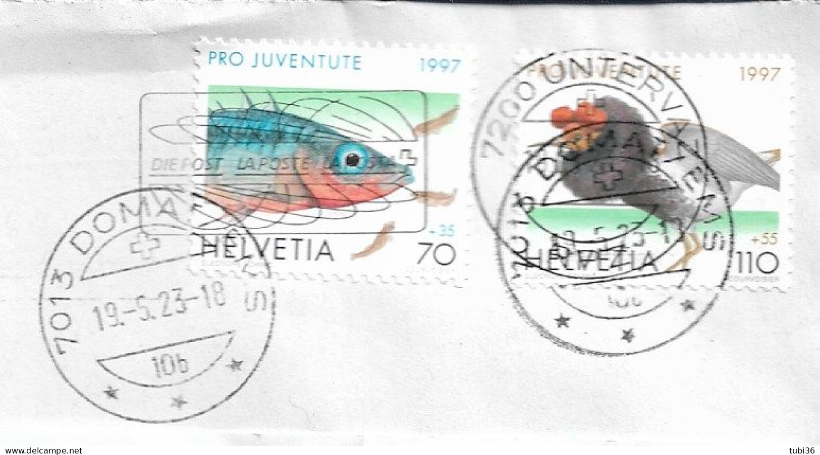 SVIZZERA-PRO IUVENTUTE ,1997, 70+110 - BUSTA VIAGGIATA 2023 - ITALIA - TIMBRO POSTE DOMAT/EMS - Covers & Documents