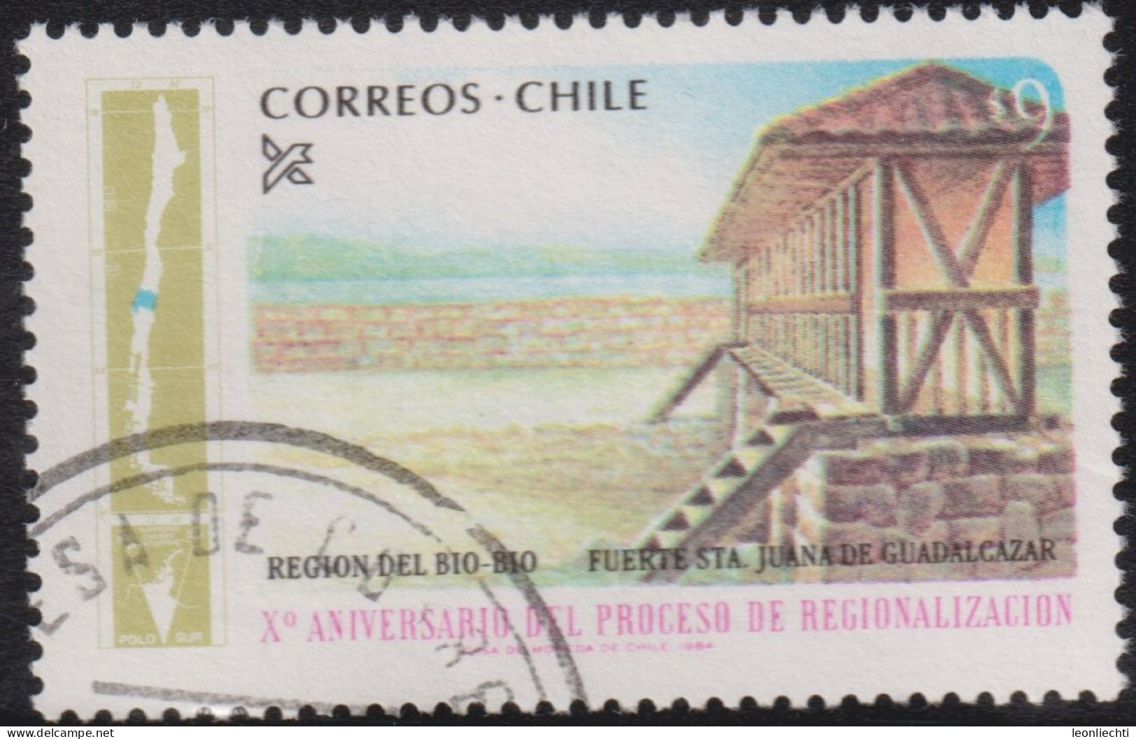 1984 Chile ° Mi:CL 1054, Sn:CL 674j, Yt:CL 666, Sg:CL 982, Chi:CL 1103, Santa Juana De Guadalcazar Fort, Bio-Bio - Chili