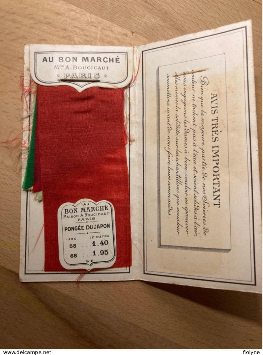 Paris - Petit Document Ancien AU BON MARCHÉ , Maison BOUCICAUT , Comptoir Des Soieries De Couleur - échantillon Soie - Arrondissement: 01