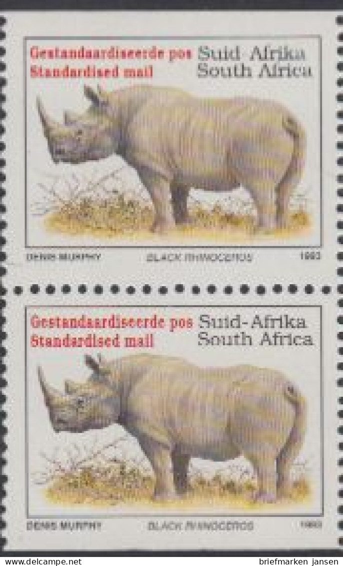 Südafrika Mi.Nr. 896IIDo/Du Freim.Bedrohte Tiere, Nashorn (Paar) - Altri & Non Classificati