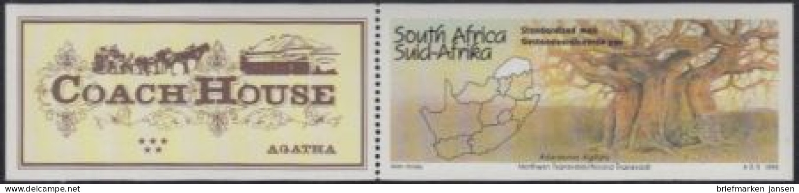 Südafrika Mi.Nr. 962F+Zf. Tourismus, Affenbrotbaum, Landkarte (mit Zierfeld) - Other & Unclassified