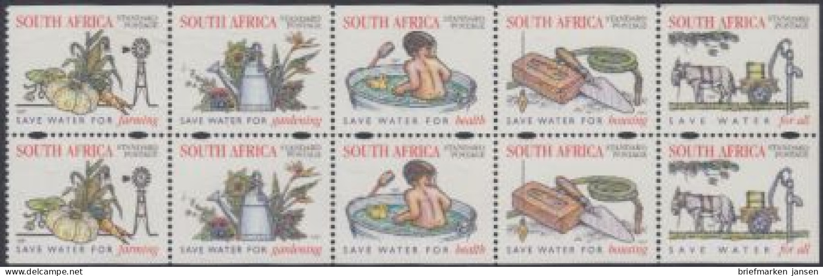 Südafrika Mi.Nr. Zdr.1038-42 (2x) Bedeutung Des Wassers (Sicherheitszähnung) - Other & Unclassified