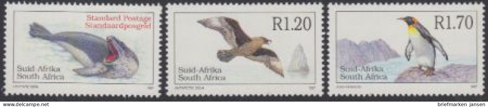 Südafrika Mi.Nr. 1083-85 Freim. Bedrohte Tiere, Seeleopard, Skua, Pinguin (3 W.) - Other & Unclassified