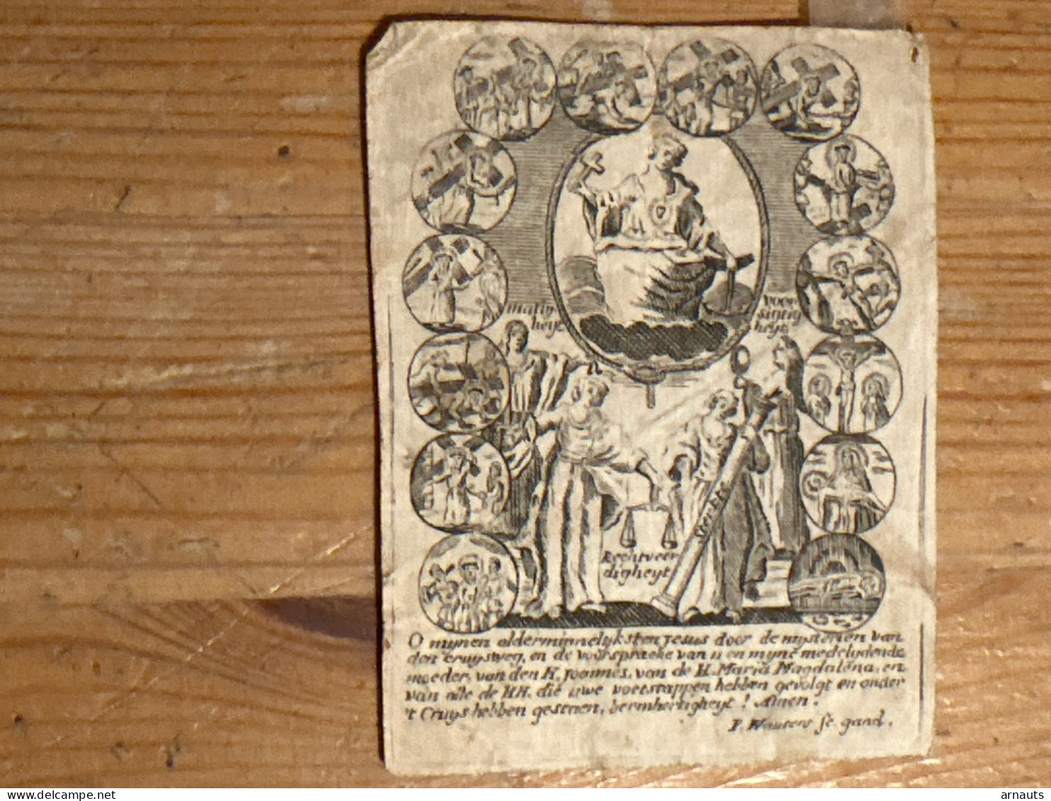 Kopergravure Papier Cruysweg Crucifie Moeder Van H.Joannes Wauters Sc Gand 7x 9 Cm Holy Card Image Pieuse - Collections