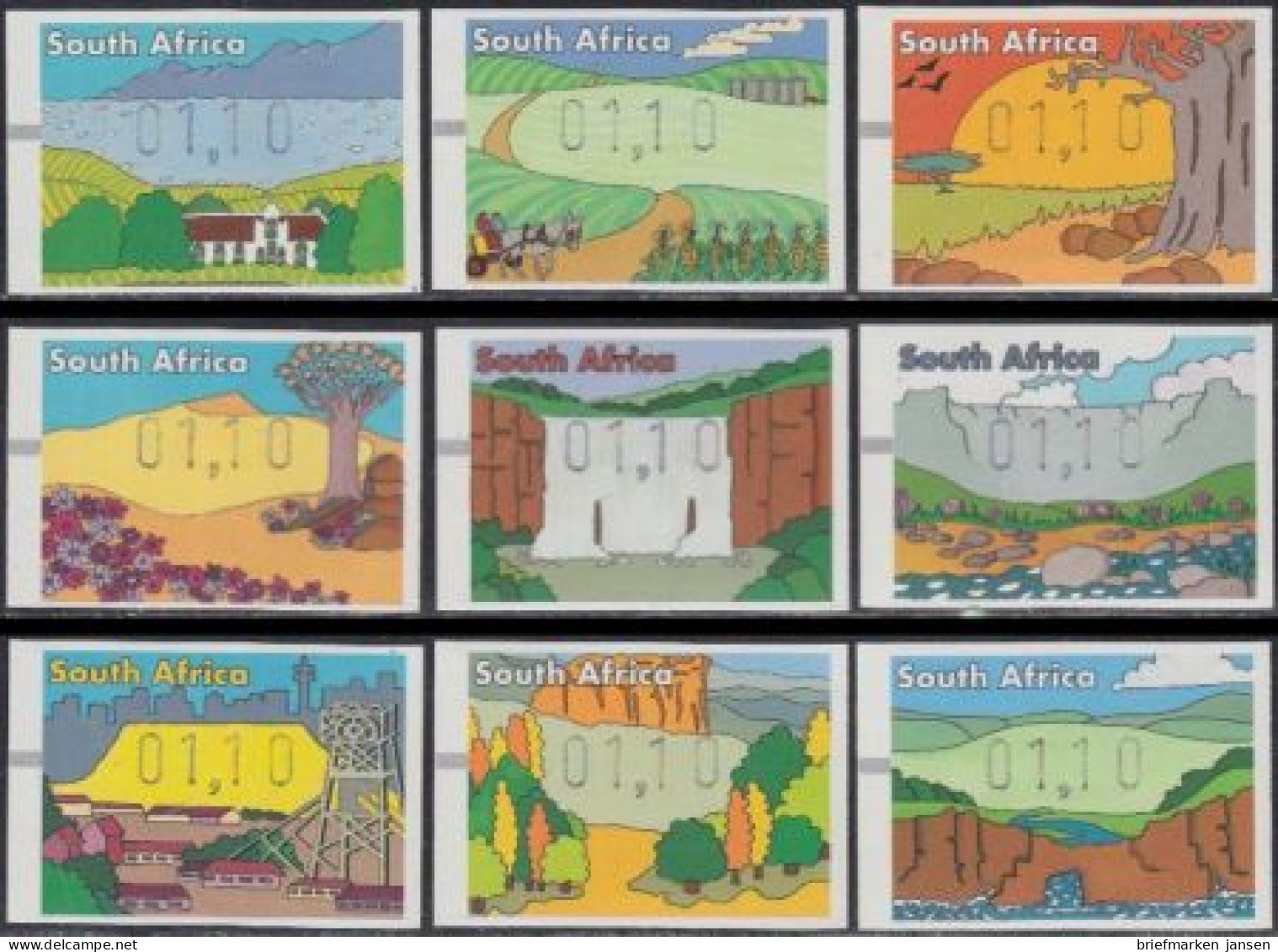 Südafrika ATM Mi.Nr. 14-22 Landschaften Der Provinzen (9 Werte) - Other & Unclassified