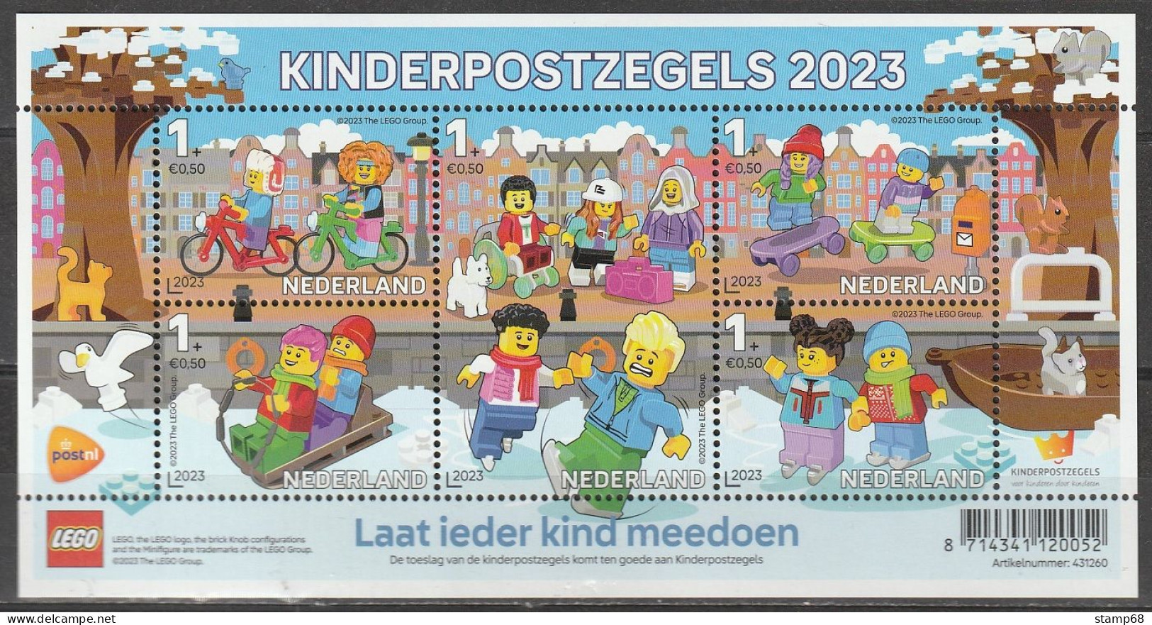 Nederland NVPH 2023 Vel Kinderzegels 2023 MNH Postfris LEGO Cartoon - Unused Stamps
