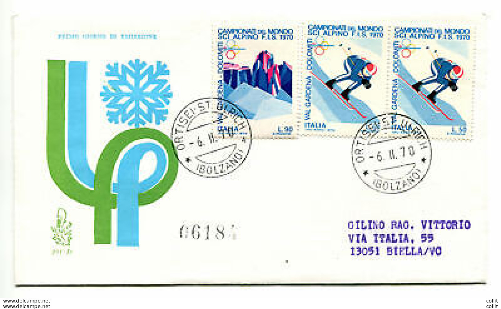 Italia FDC Venetia 1970 Sci Alpino  Viaggiata Racc. Per L'Italia 894 - FDC