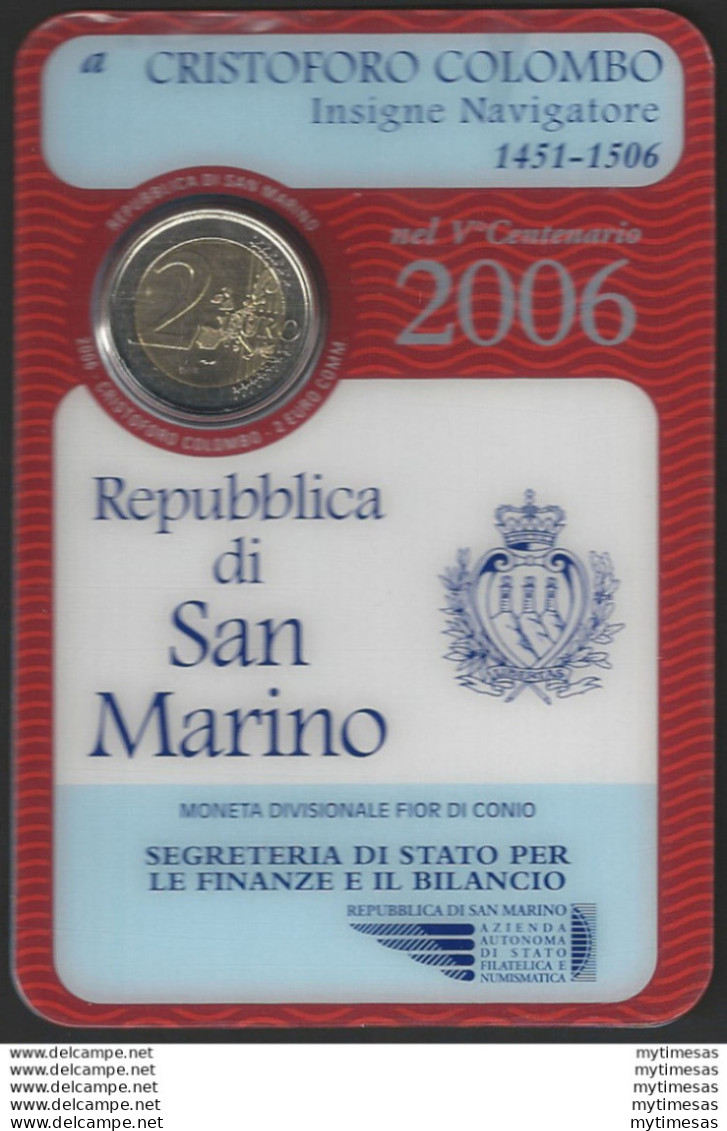 2006 San Marino € 2,00 Cristoforo Colombo FDC - BU - San Marino