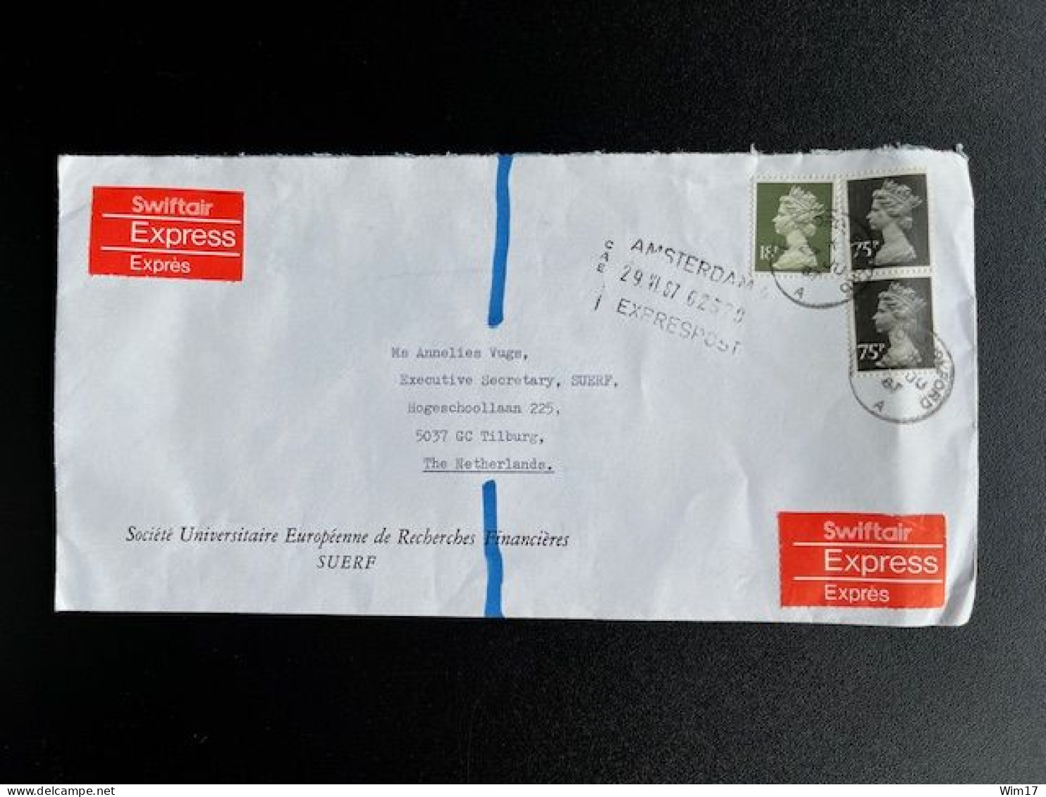 GREAT BRITAIN 1987 EXPRESS LETTER OXFORD TO TILBURG 27-06-1987 GROOT BRITTANNIE EXPRES - Covers & Documents