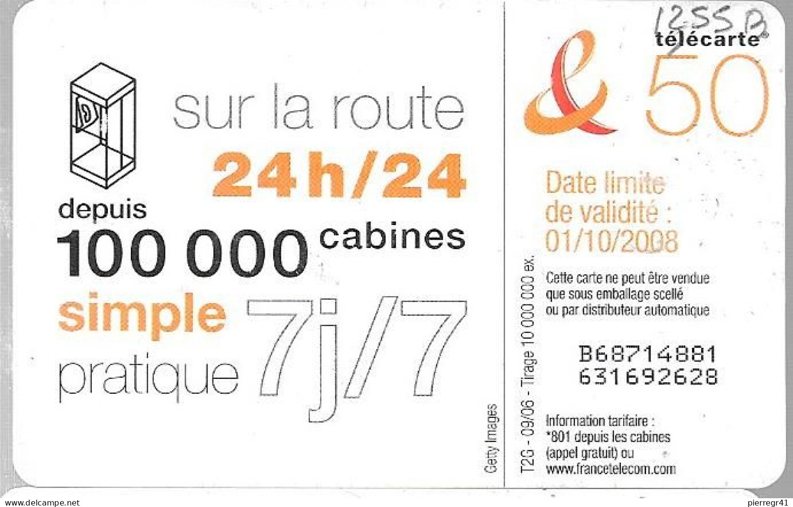 CARTE°-PUBLIC-50U-F1355B-GEM1-09/06-DANSE 1-Exp01/10/2008-UTILISE-TBE - 2007