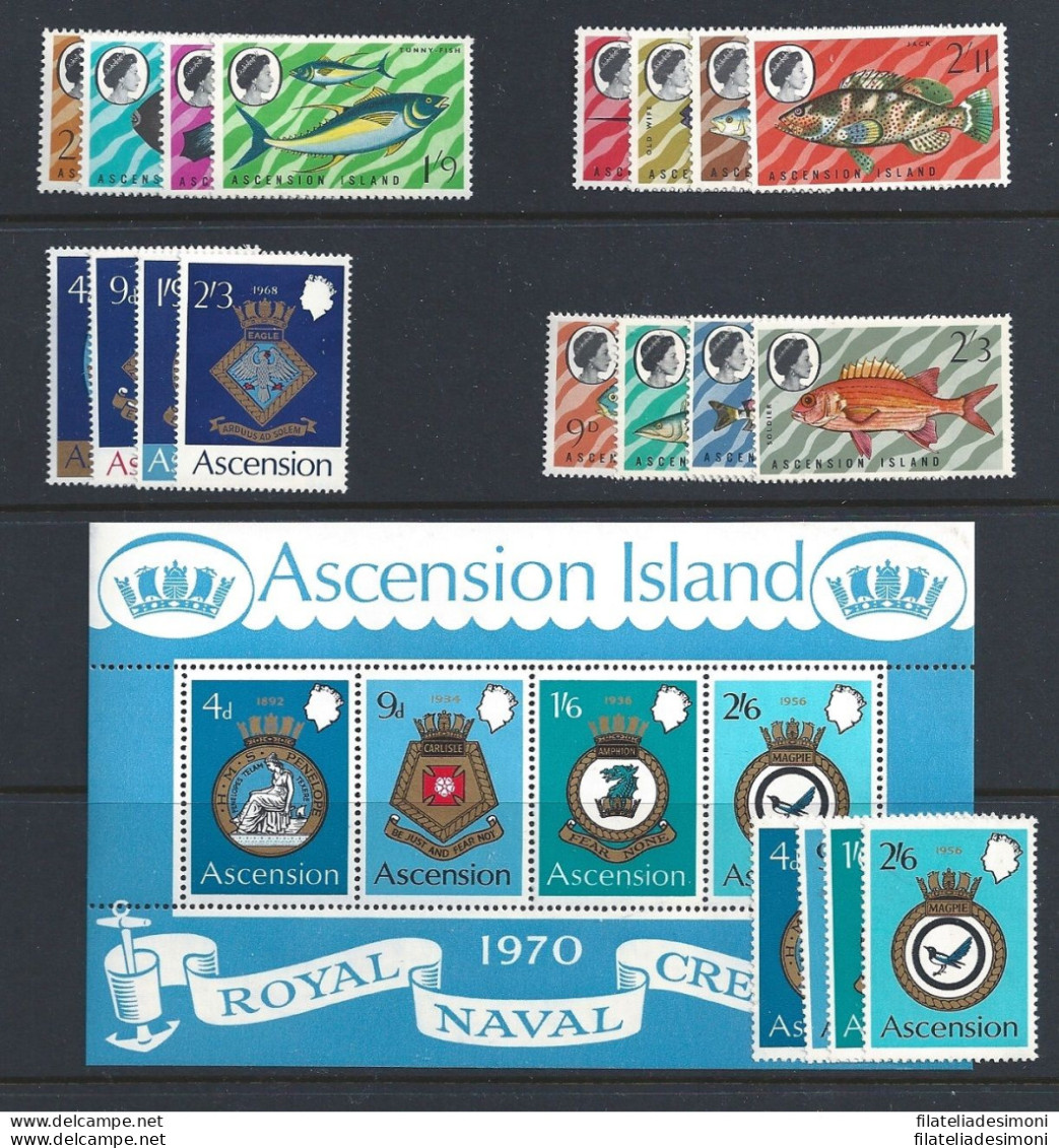 1968-1970 ASCENSION - Yvert N. 119/138 +BF 2 MNH/** - Colecciones & Series