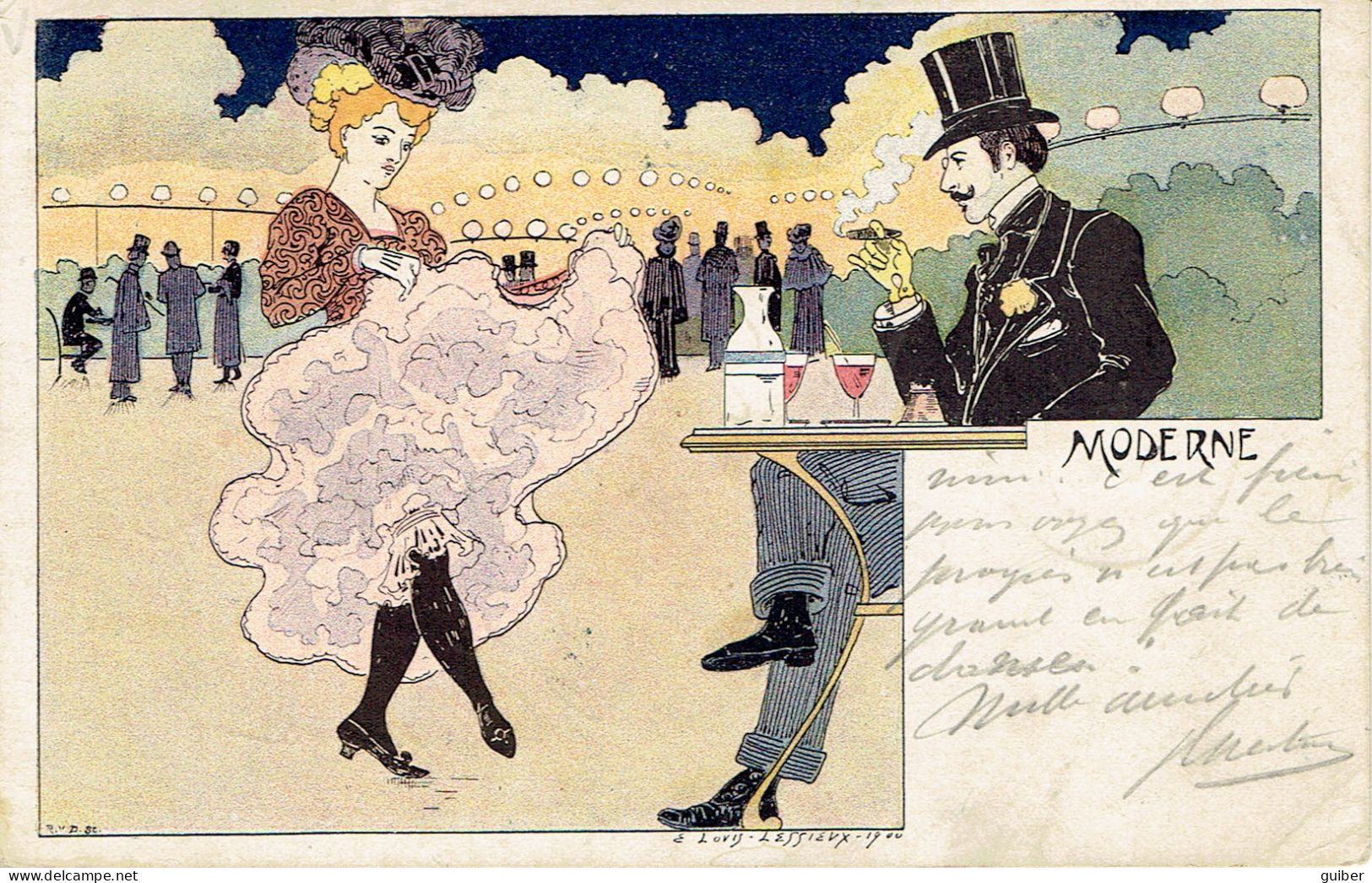 Louis Lessieux Art Nouveau  French Cancan  Moderne 1900 - Lessieux