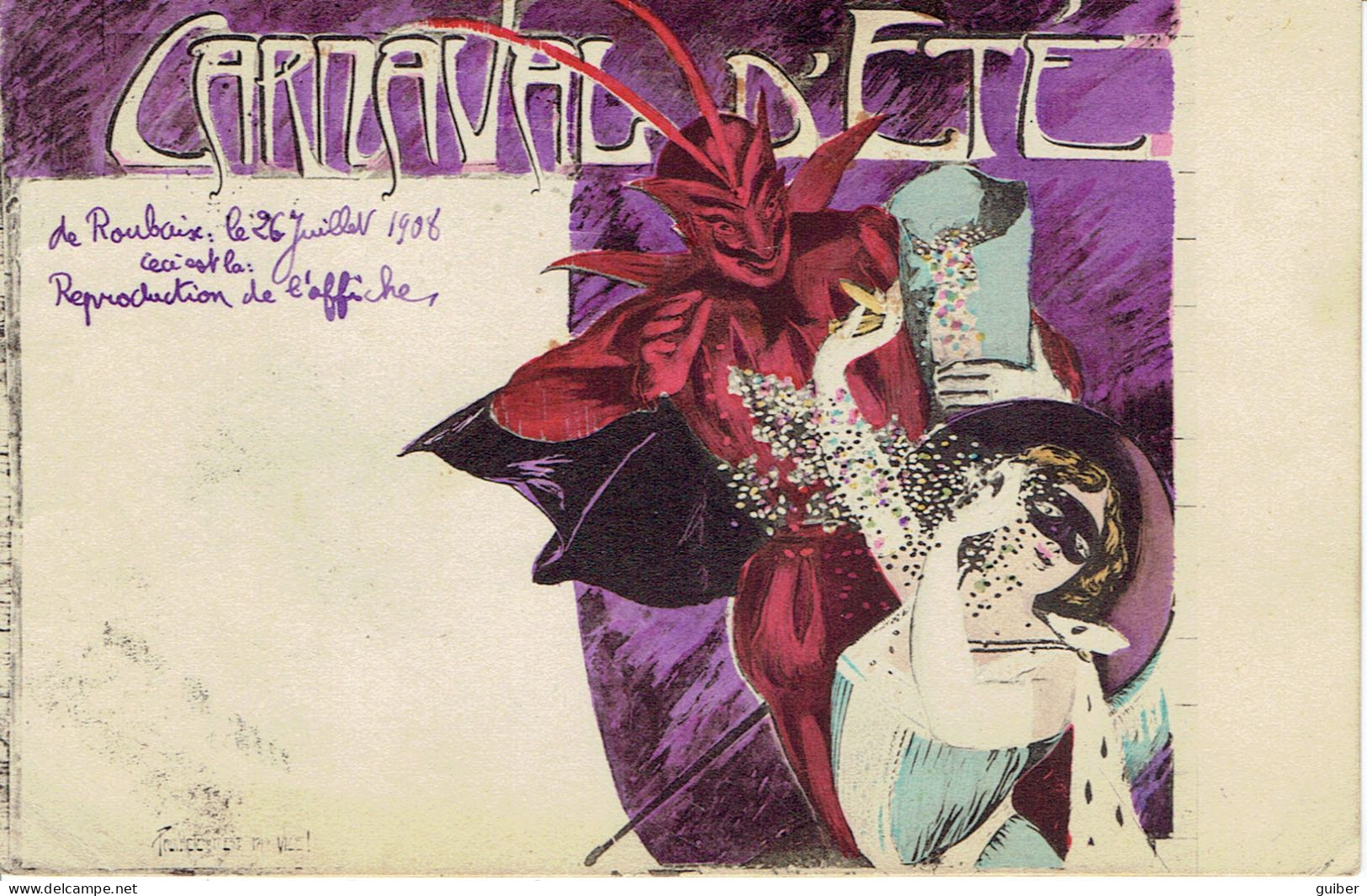 59 Roubaix  Carnaval D'ete Affiche Art Nouveau   - Roubaix