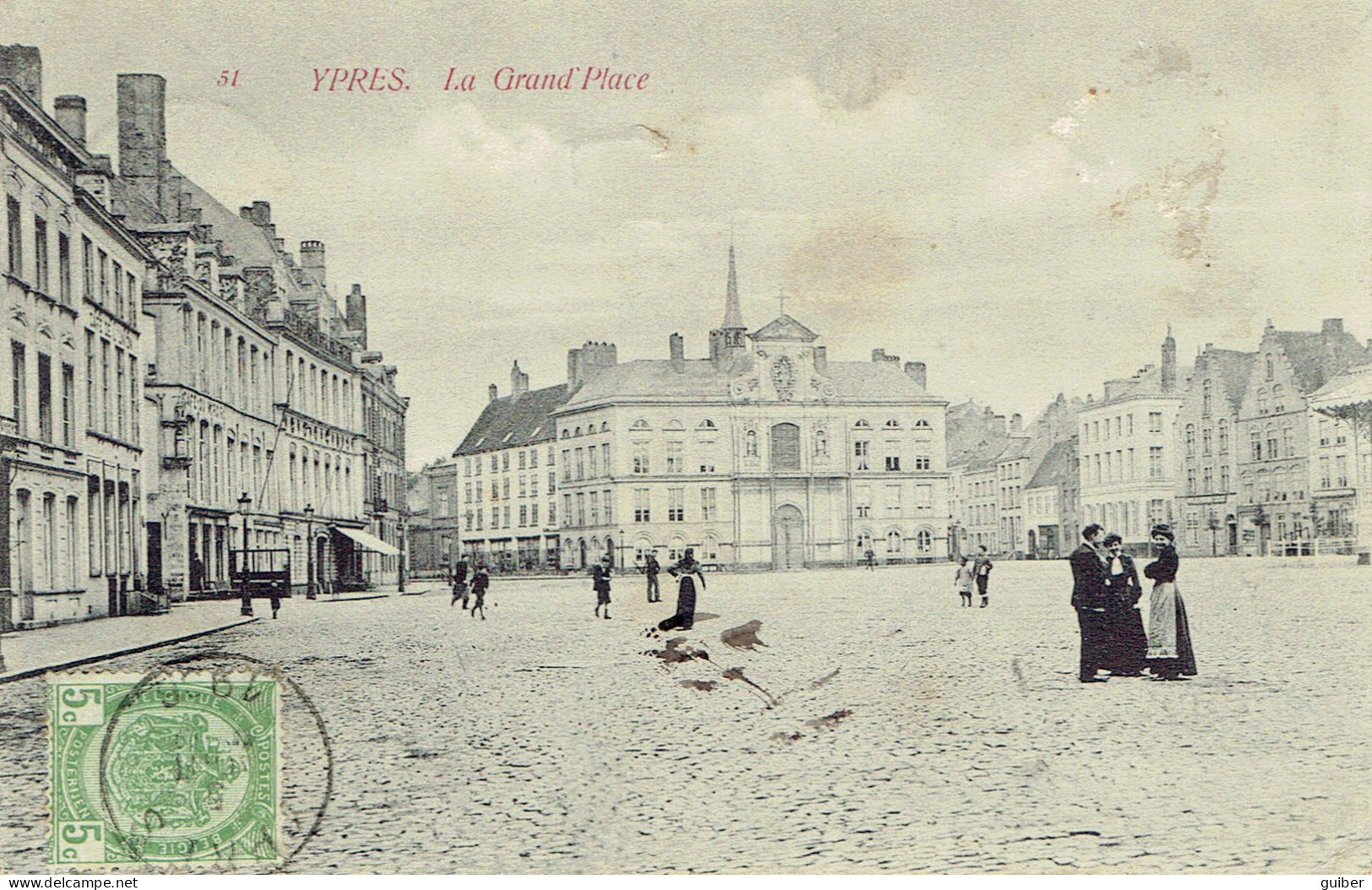 Ypres La Grand'place N°51  1906 Van De Heuvel  Voir Verso Taxe - Ieper