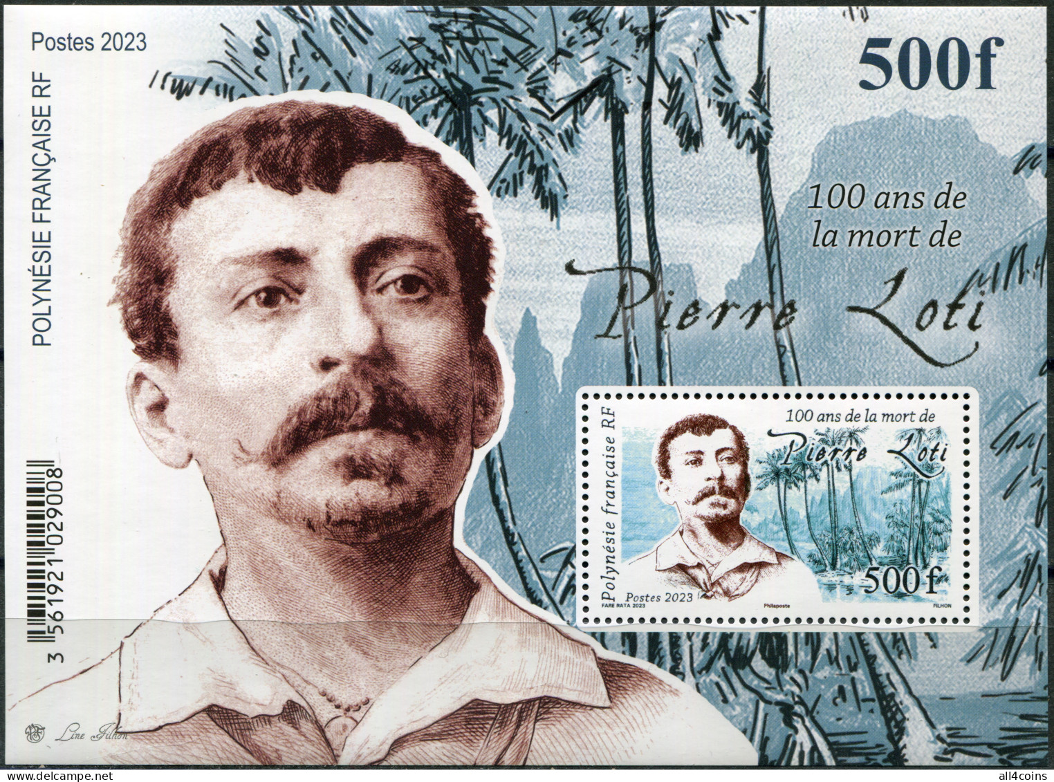 French Polynesia 2023. 100 Years Of The Death Of Pierre Loti (MNH OG) S/S - Neufs