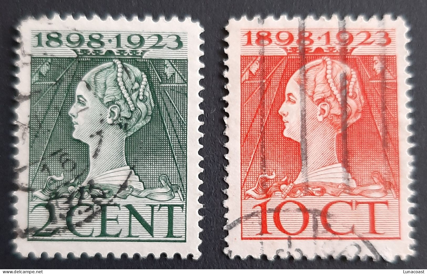 Nederland 1923   Mi #123 En 126  Jubileum 25jr. - Usati