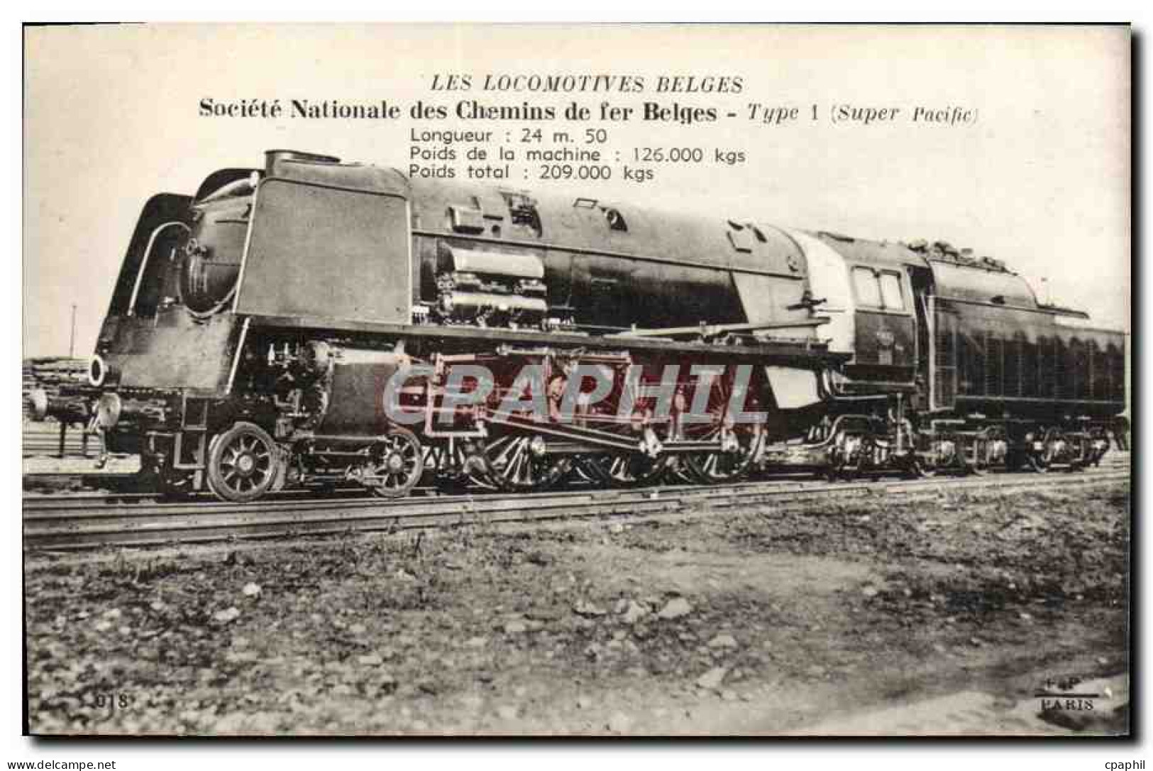 CPA Train Locomotive Belge Type 1 Super Pacific - Matériel