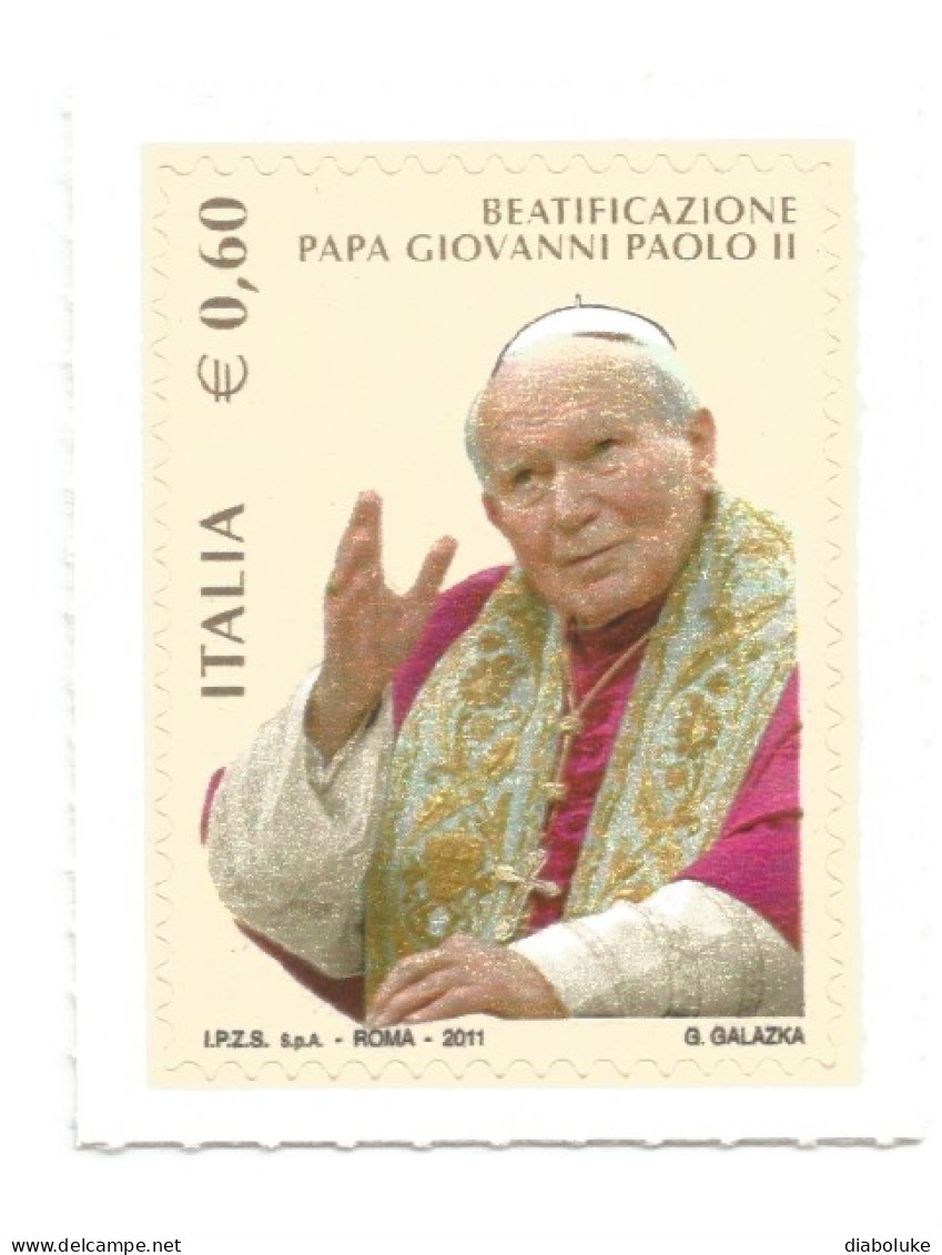 (REPUBBLICA ITALIANA) 2011, BEATIFICAZIONE GIOVANNI PAOLO II - Serie Di 1 Francobollo Nuovo MNH** - 2011-20: Mint/hinged