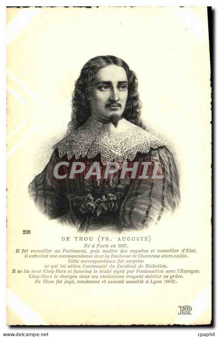 CPA Francois Auguste Du Thou Conseiller Au Parlement - Histoire
