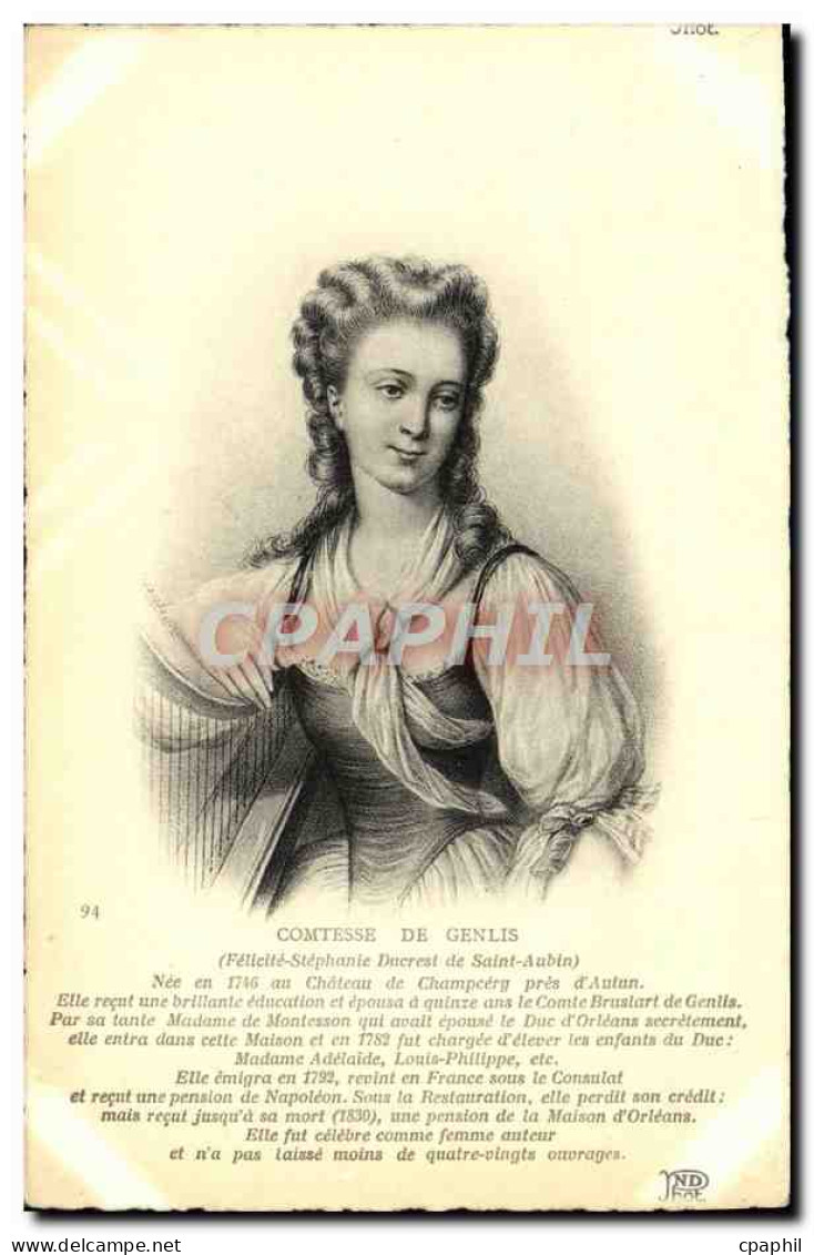 CPA Comtesse De Genlis Nee Au Chateau De Champcery Pres D&#39Autun - History