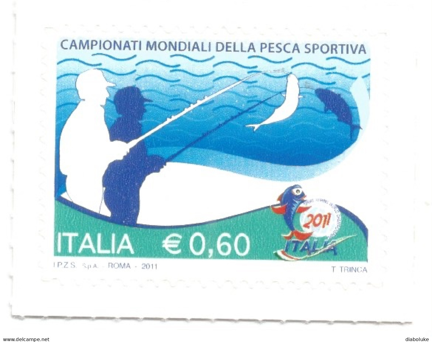 (REPUBBLICA ITALIANA) 2011, CAMPIONATI MONDIALI DELLA PESCA SPORTIVA - Serie Di 1 Francobollo Nuovo MNH** - 2011-20: Mint/hinged