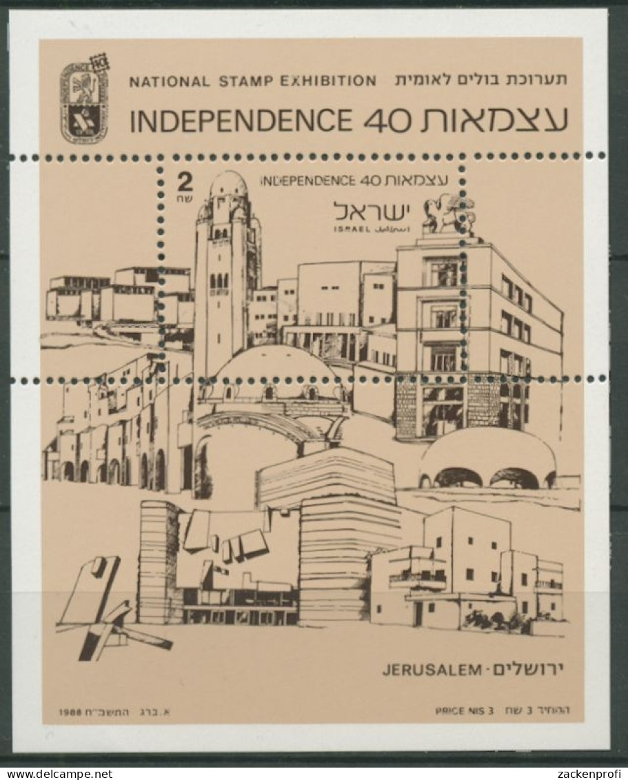 Israel 1988 Briefmarkenausstellung INDEPENDENCE '40 Block 37 Postfrisch (C70284) - Blocs-feuillets