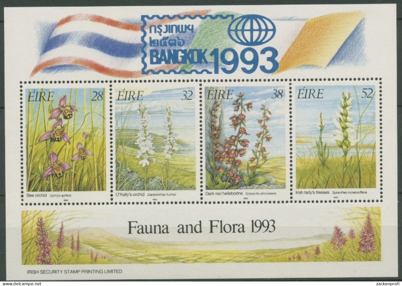 Irland 1993 Orchideen Block 10 II Mit Aufdruck Bangkok 1993 Postfrisch (C16294) - Blocs-feuillets