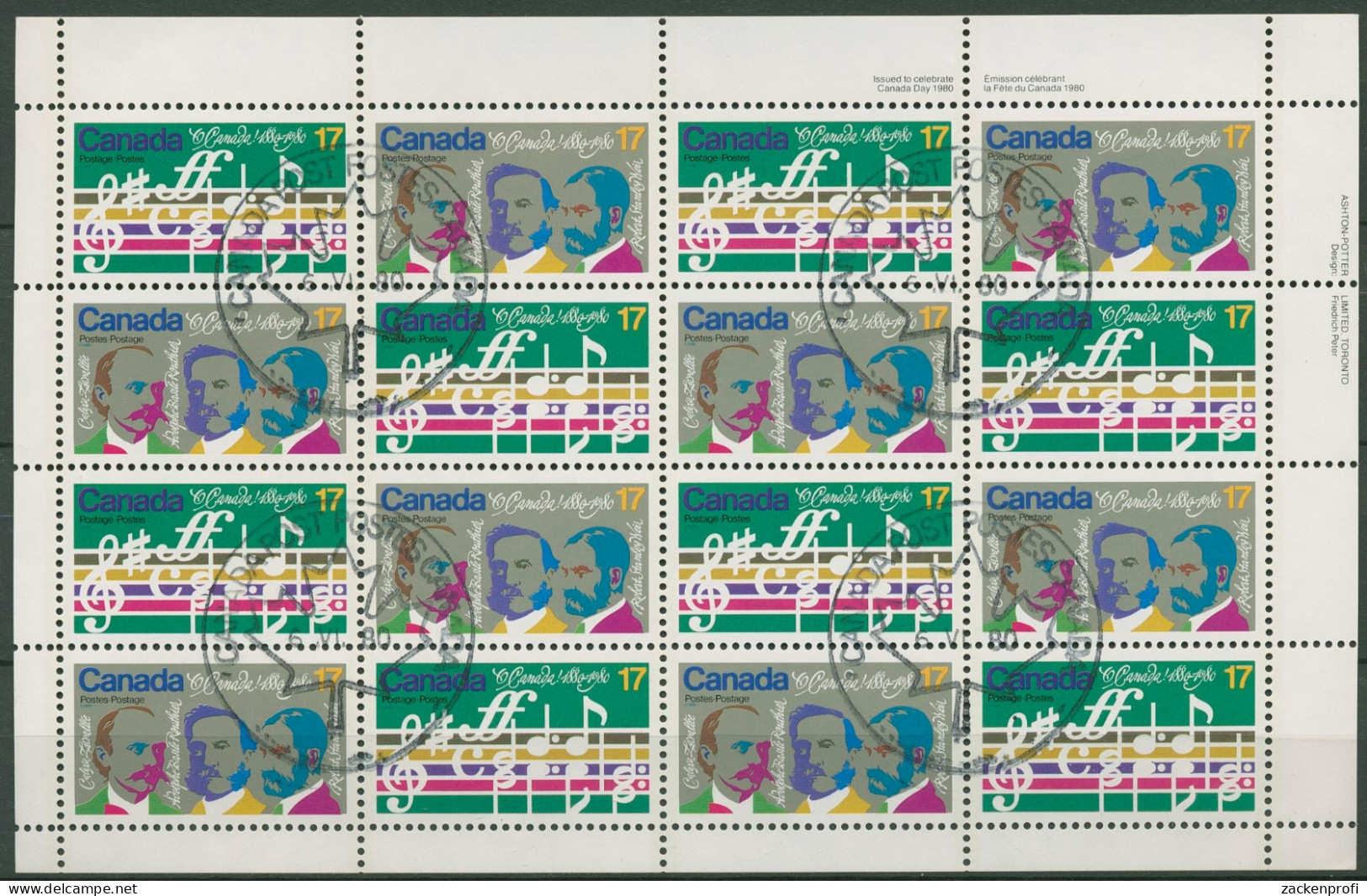 Kanada 1980 Nationalhymne Komponisten 768/69 ZD-Bogen Gestempelt (C93904) - Gebraucht
