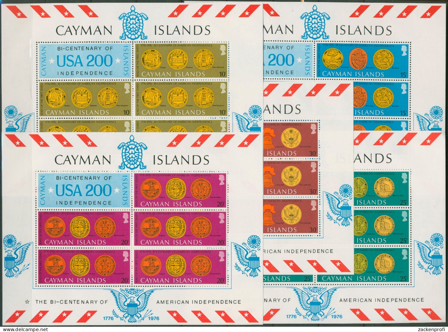 Cayman-Islands 1976 200 Jahre USA Kleinbogensatz 368/72 K Postfrisch (C93873) - Cayman Islands