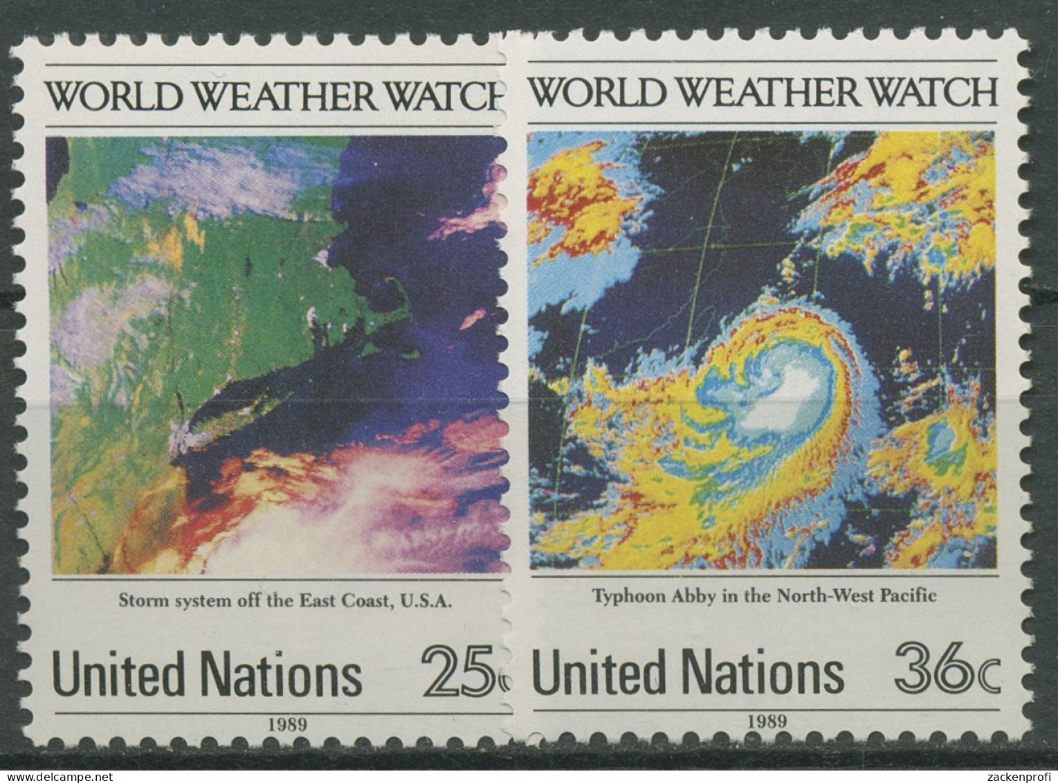 UNO New York 1989 Weltwetterwacht Satellitenbild Sturm Taifun 575/76 Postfrisch - Ungebraucht