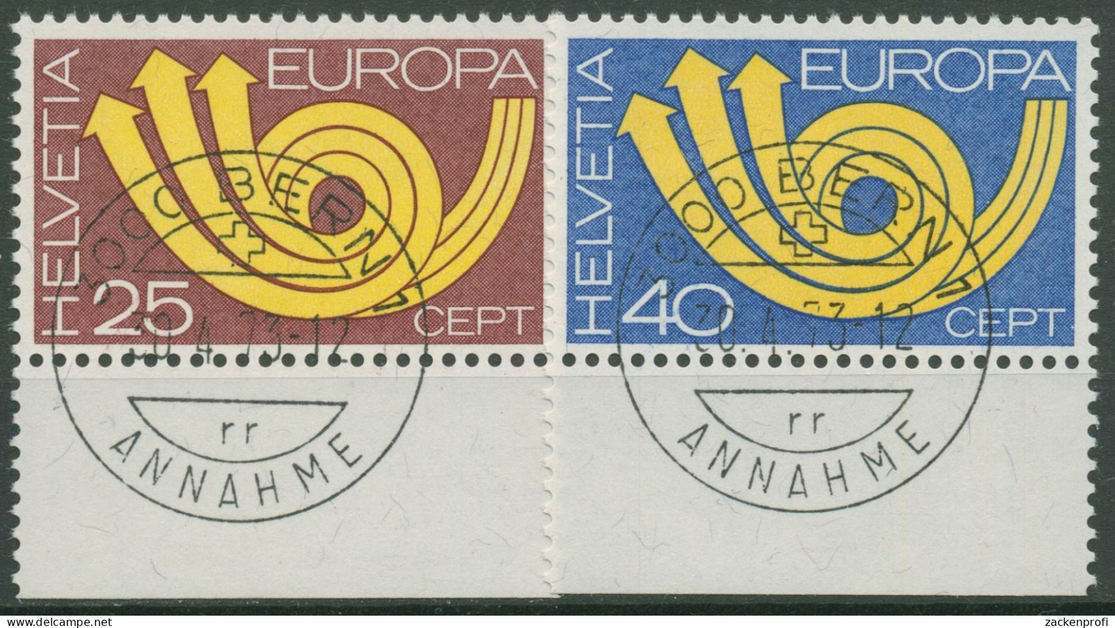 Schweiz 1973 Europa CEPT Posthorn 994/95 Mit TOP-Stempel - Used Stamps