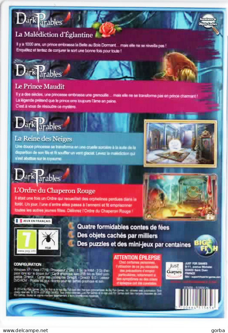 * 4 JEUX  PC - DARK PARABLES -  1 DVD  - - Giochi PC