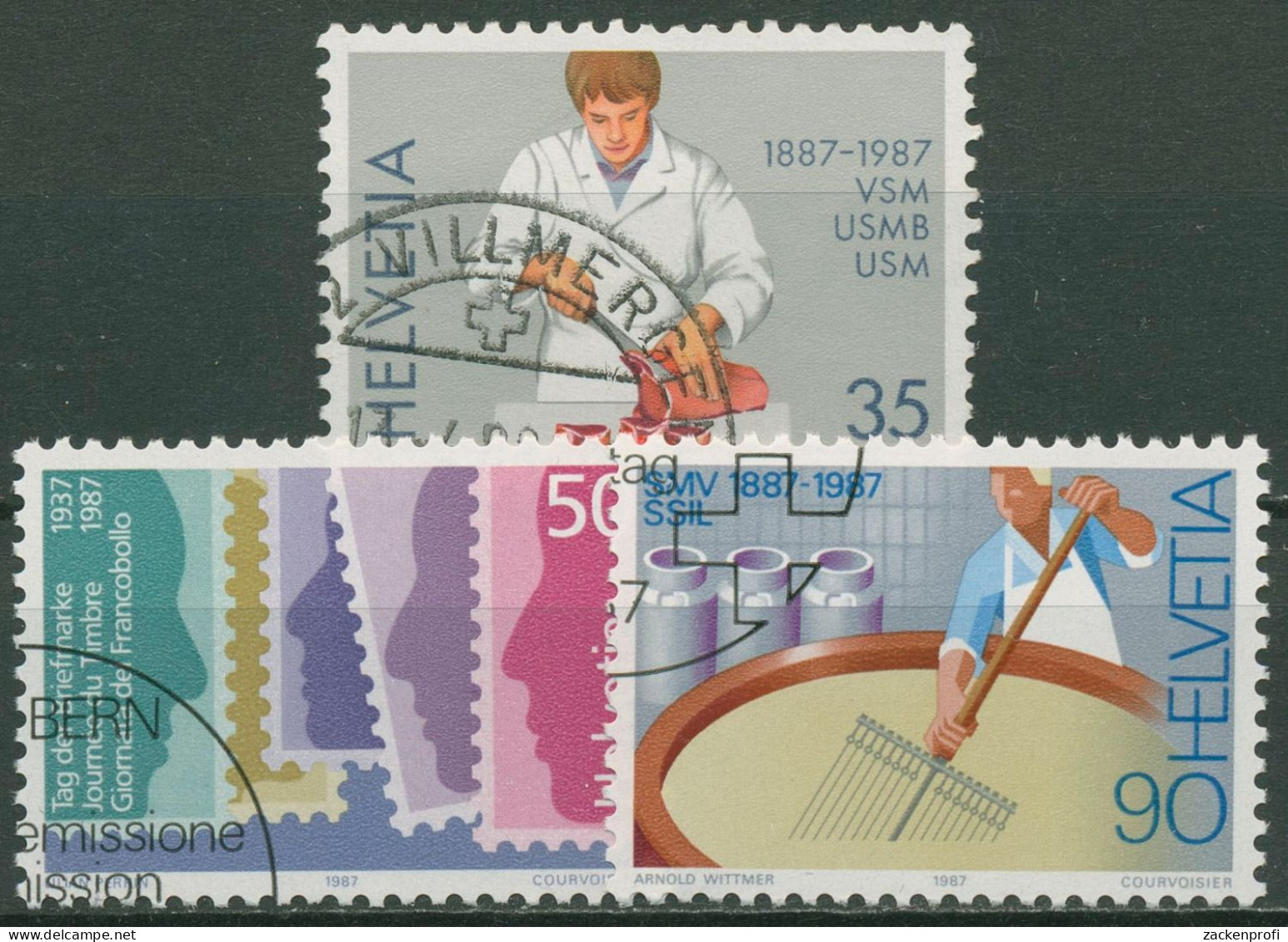 Schweiz 1987 Ereignisse Metzgerei Milchwirtschaft Briefmarken 1351/53 Gestempelt - Gebraucht