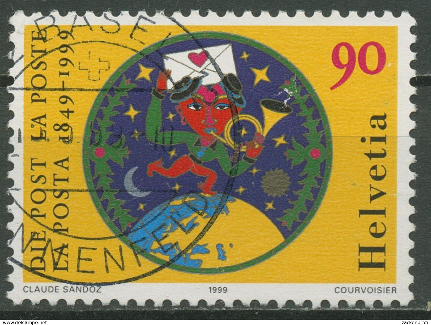Schweiz 1999 150 Jahre Post Postbote Weltkugel 1672 Gestempelt - Usados